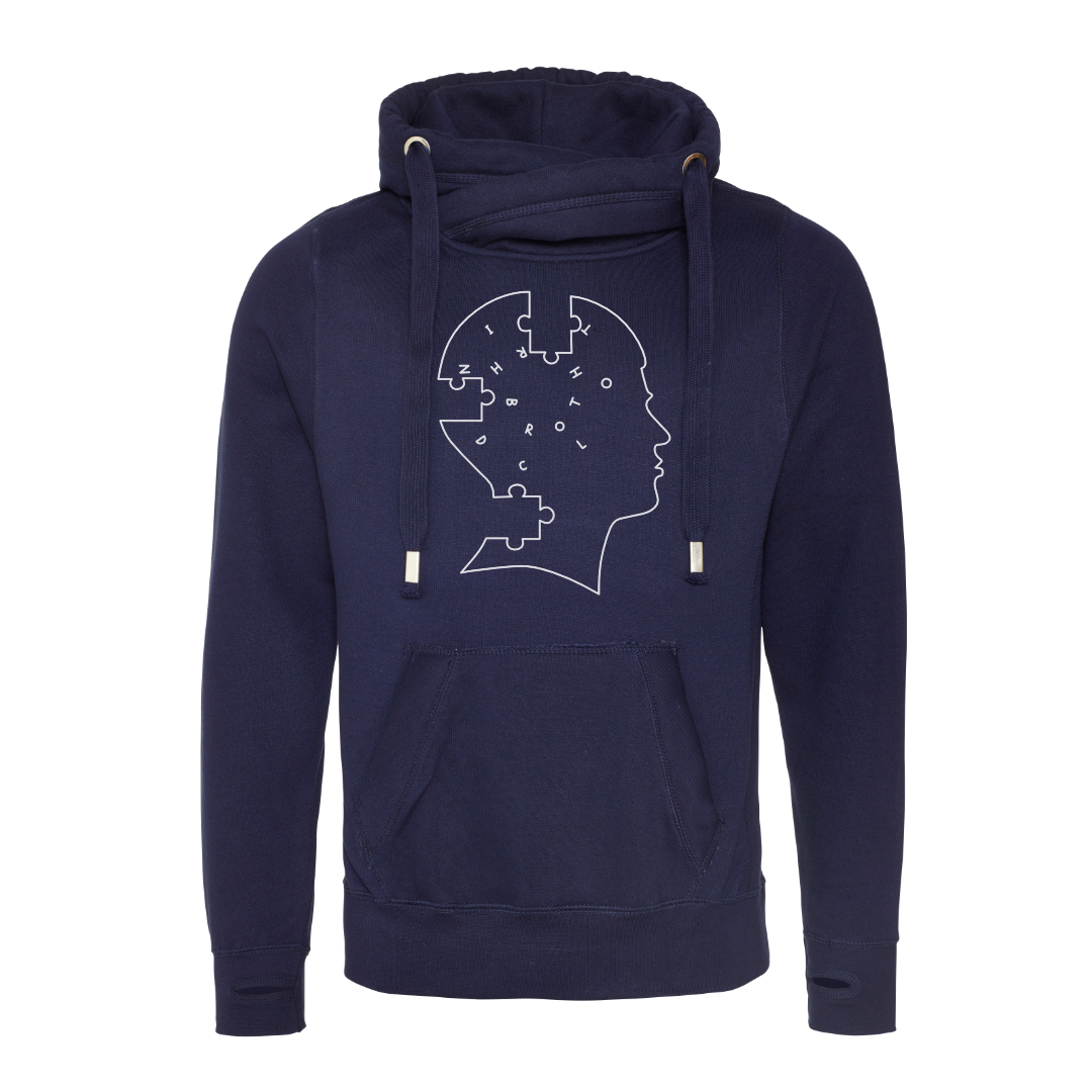 Pieces of Mind Cross Neck Hoodie - Navy image 0