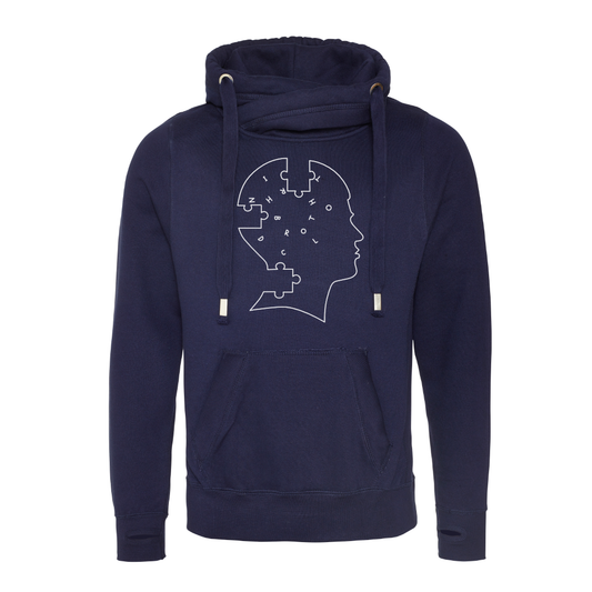Pieces of Mind Cross Neck Hoodie - Navy image 0