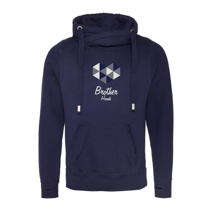 Big Heart Cross Neck Hoodie - Navy image 0