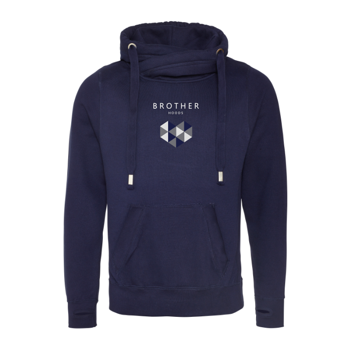 Bold Heart Cross Neck Hoodie - Navy image 0