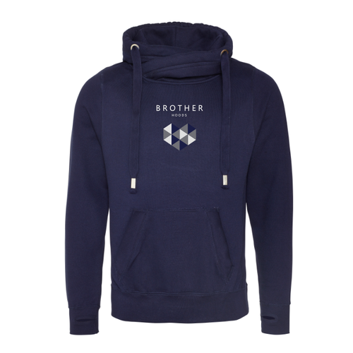 Bold Heart Cross Neck Hoodie - Navy image 0