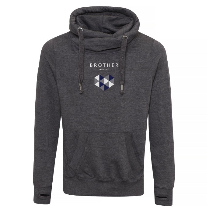 Bold Heart Cross Neck Hoodie - Charcoal image 0