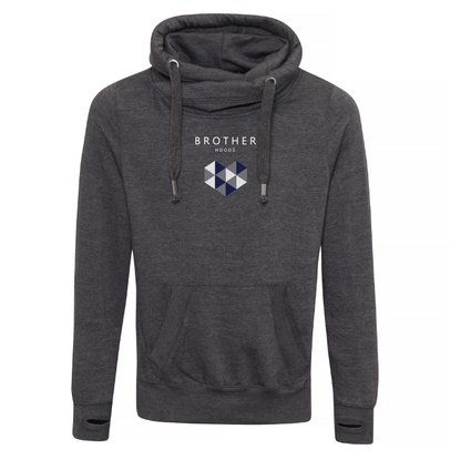 Bold Heart Cross Neck Hoodie - Charcoal image 0