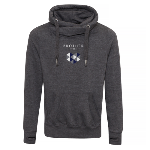 Bold Heart Cross Neck Hoodie - Charcoal image 0