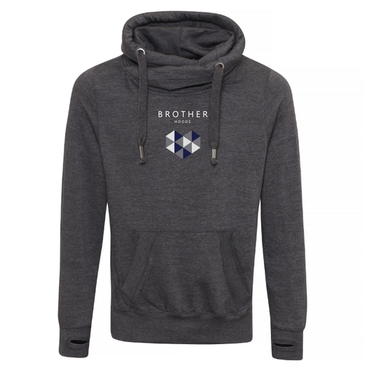 Bold Heart Cross Neck Hoodie - Charcoal image 0