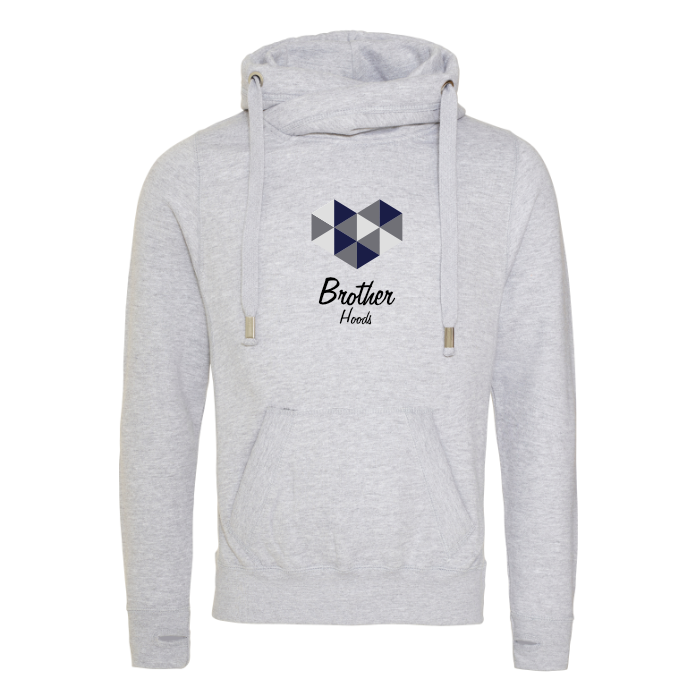 Big Heart Cross Neck Hoodie - Grey image 0
