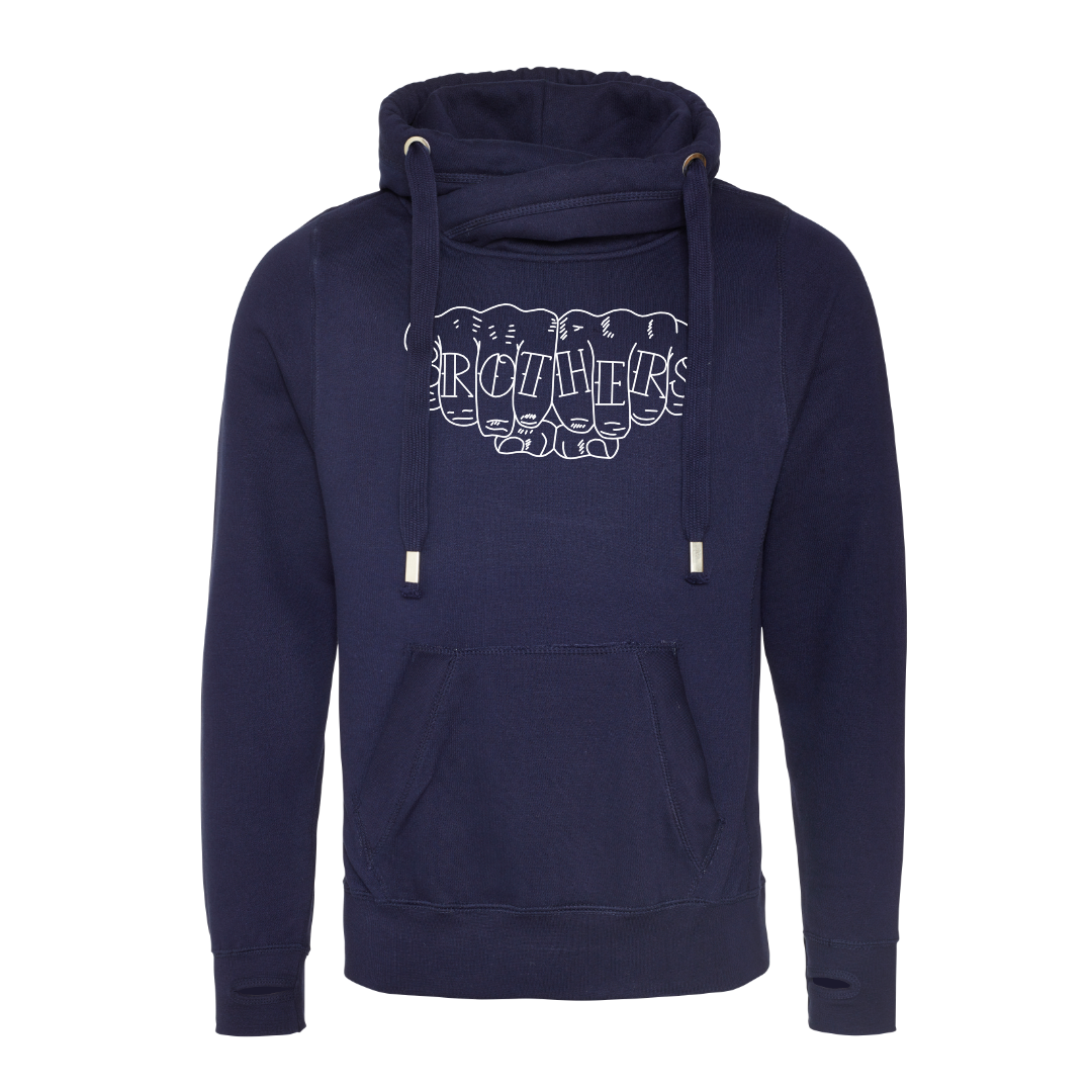 Fist Bump Cross Neck Hoodie - Navy image 0