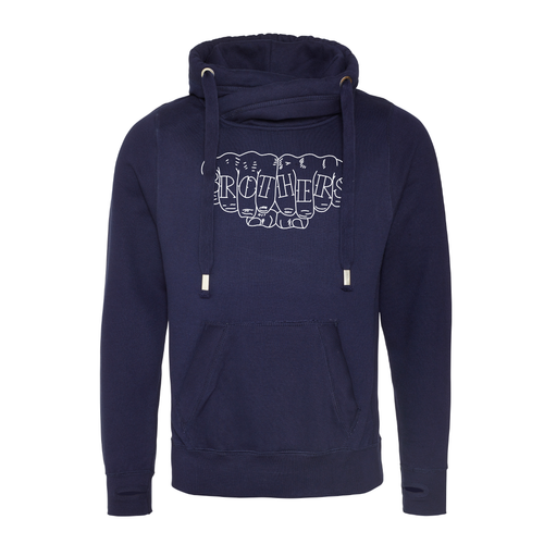 Fist Bump Cross Neck Hoodie - Navy image 0