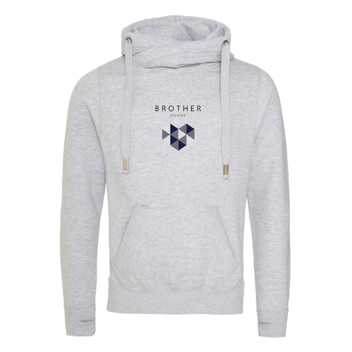Bold Heart Cross Neck Hoodie - Grey image 0