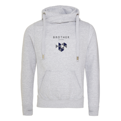Bold Heart Cross Neck Hoodie - Grey image 0