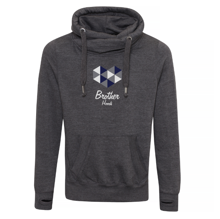 Big Heart Cross Neck Hoodie - Charcoal image 0