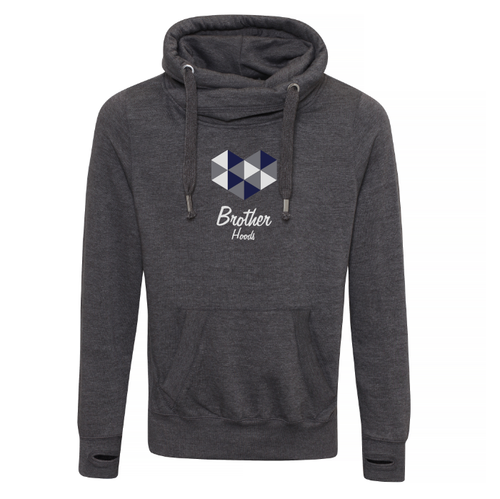 Big Heart Cross Neck Hoodie - Charcoal image 0