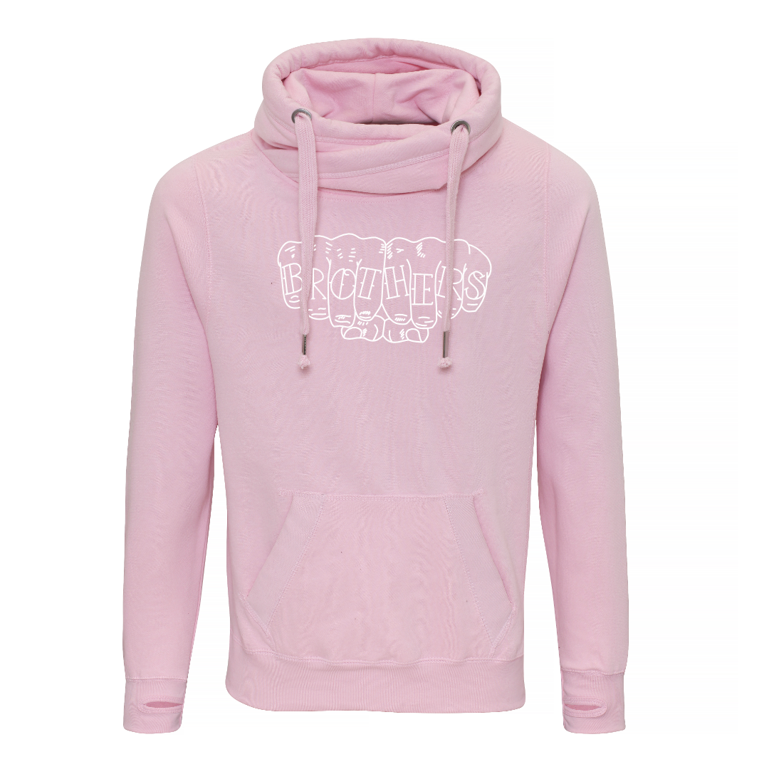 Fist Bump Cross Neck Hoodie - Pink image 0