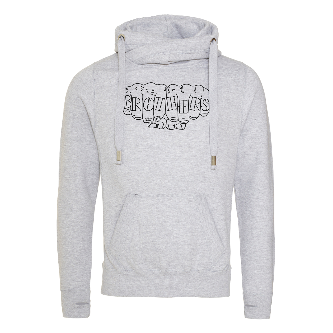 Fist Bump Cross Neck Hoodie - Heather Grey image 0