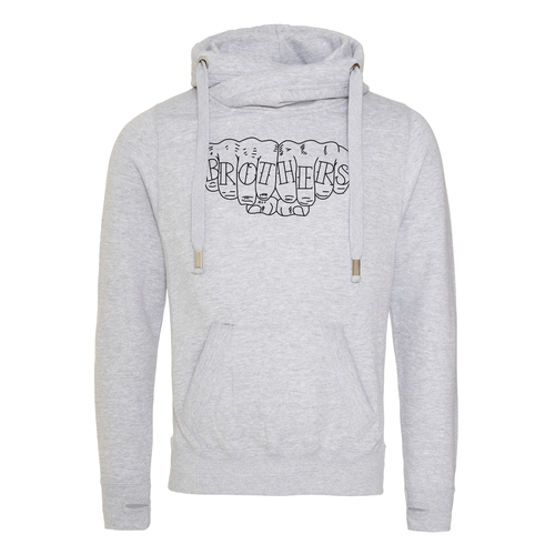 Fist Bump Cross Neck Hoodie - Heather Grey image 0