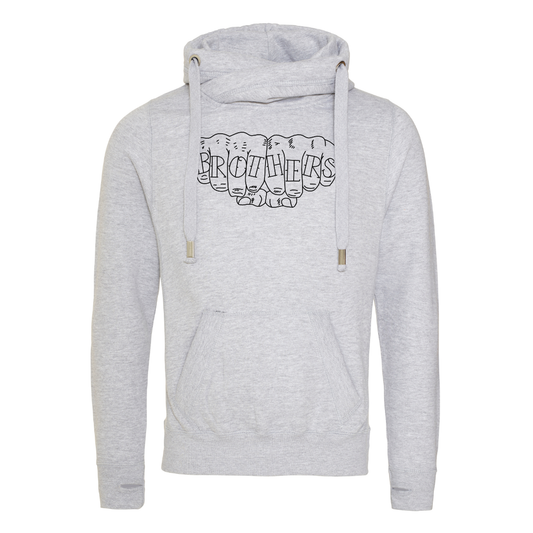 Fist Bump Cross Neck Hoodie - Heather Grey image 0