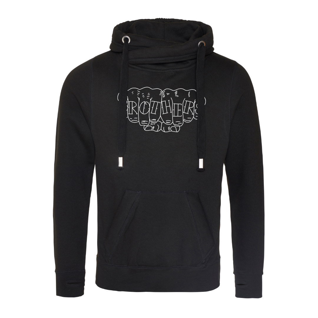 Fist Bump Cross Neck Hoodie - Black image 0