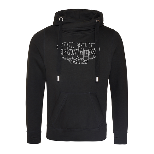 Fist Bump Cross Neck Hoodie - Black image 0