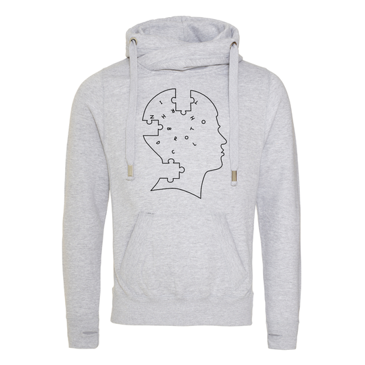 Pieces of Mind Cross Neck Hoodie - Heather Grey image 0