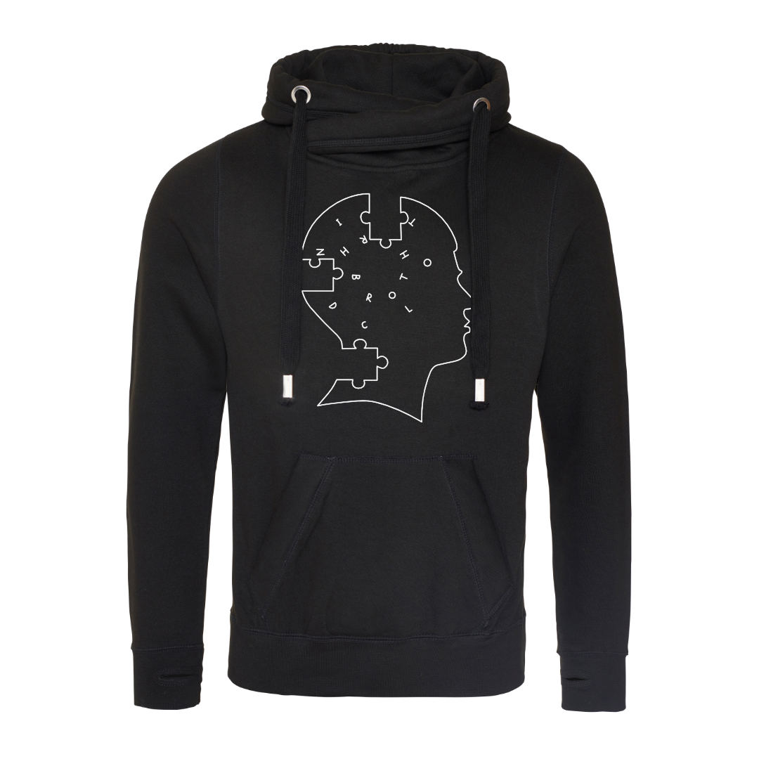 Pieces of Mind Cross Neck Hoodie - Black image 0