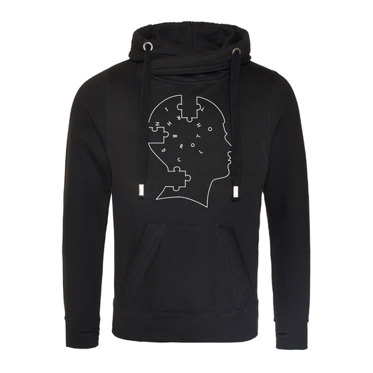 Pieces of Mind Cross Neck Hoodie - Black image 0