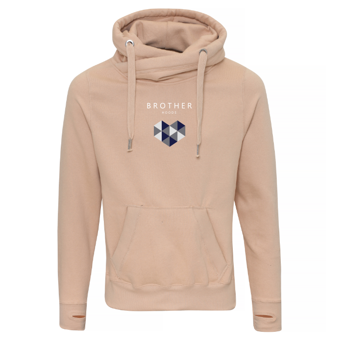Bold Heart Cross Neck Hoodie - Nude image 0